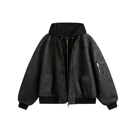 Heavy-Duty Simple Zipper Hooded Jacket WN13001