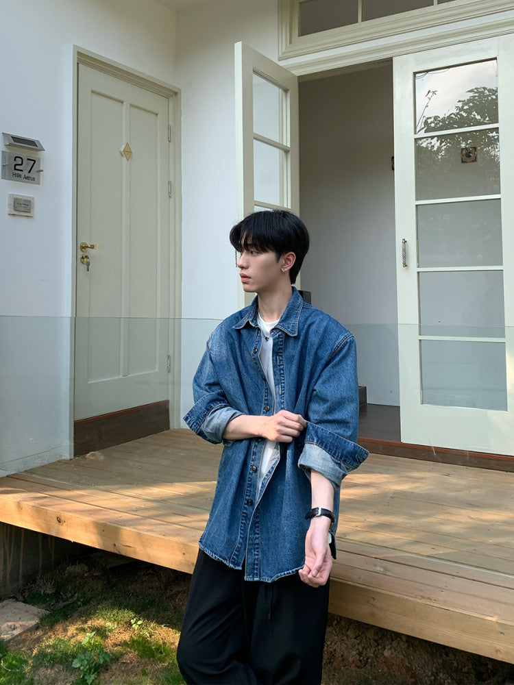 Oversize Denim Long Sleeve Shirt WN24934