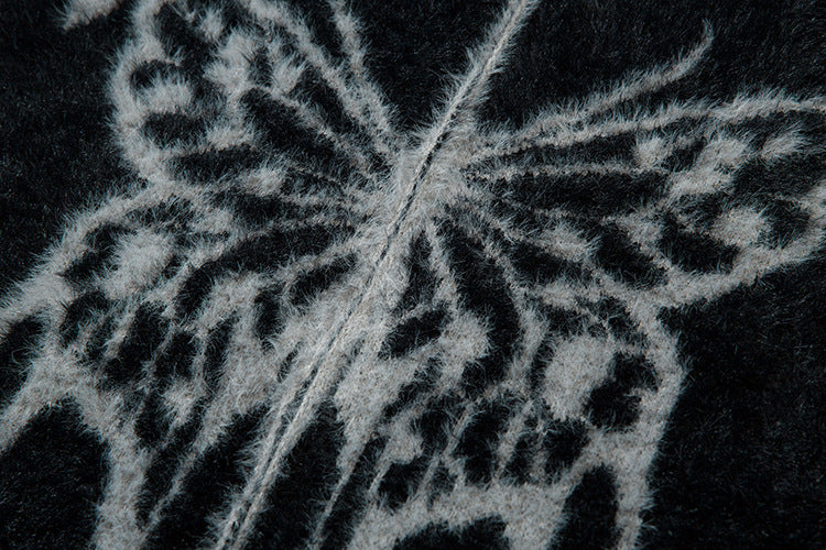 Colorblock Butterfly High-Neck Oversize Knit Cardigan WN11392