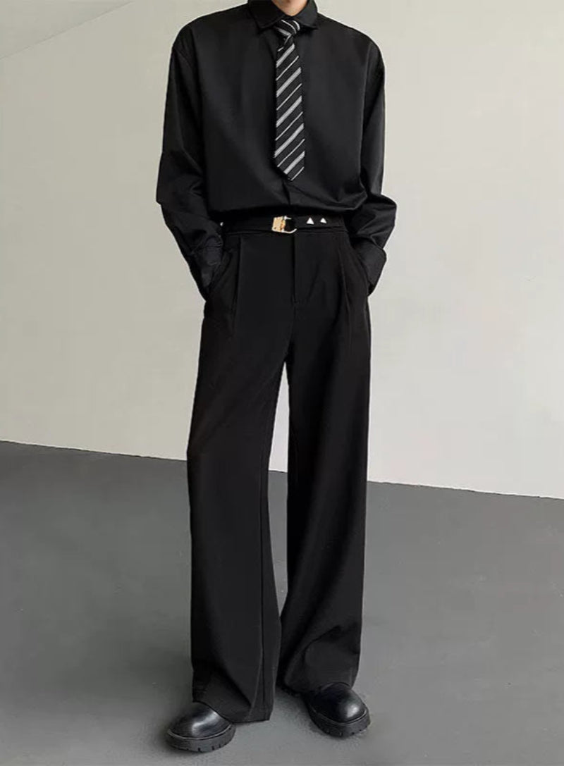 Korean Style Draped Wide Leg Trousers WN19328