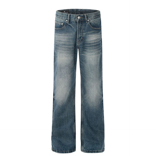 Wide-Leg Washed Heavy-Duty Denim Jeans WN12967