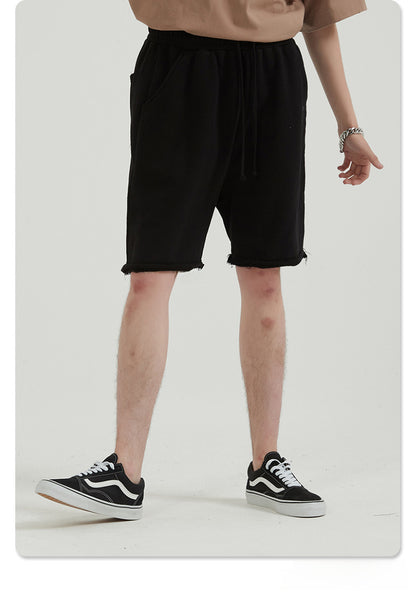 Washed Vintage Raw Edge Short Sweatpants WN6628
