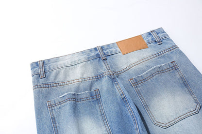 Washed Damage Wide Leg Flare Denim Jeans WN25862