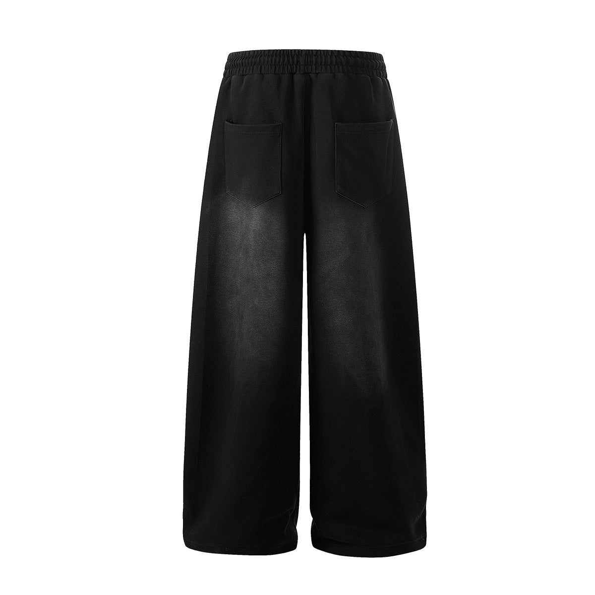 Washed Studs Number Print Wide Leg Pants WN25536