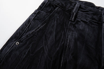 Wrinkle Texture Wide Leg Denim Jeans WN27788