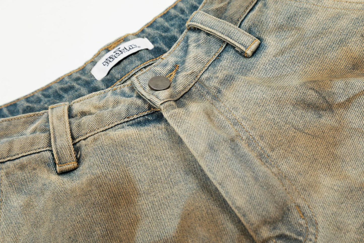 Washed Wide Leg Half Denim Jeans WN14098