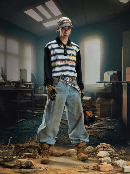 Dye Wide Leg Scimitar Denim Jeans WN20563