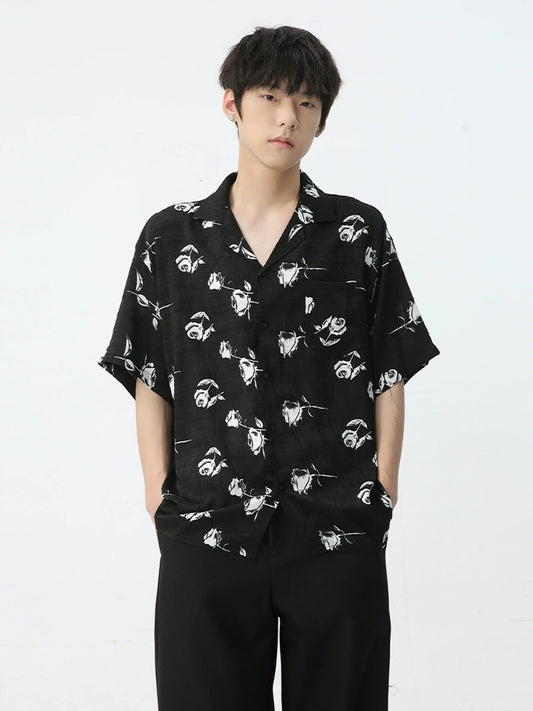 Oversize Graffiti Print Short Sleeve Shirt WN7447