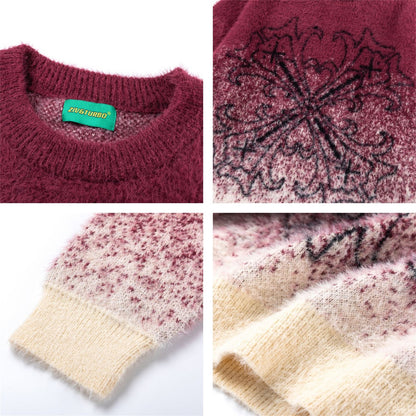 넥타이 그라디언트 Mohair Jacquard 대형 니트 스웨터 WN11524