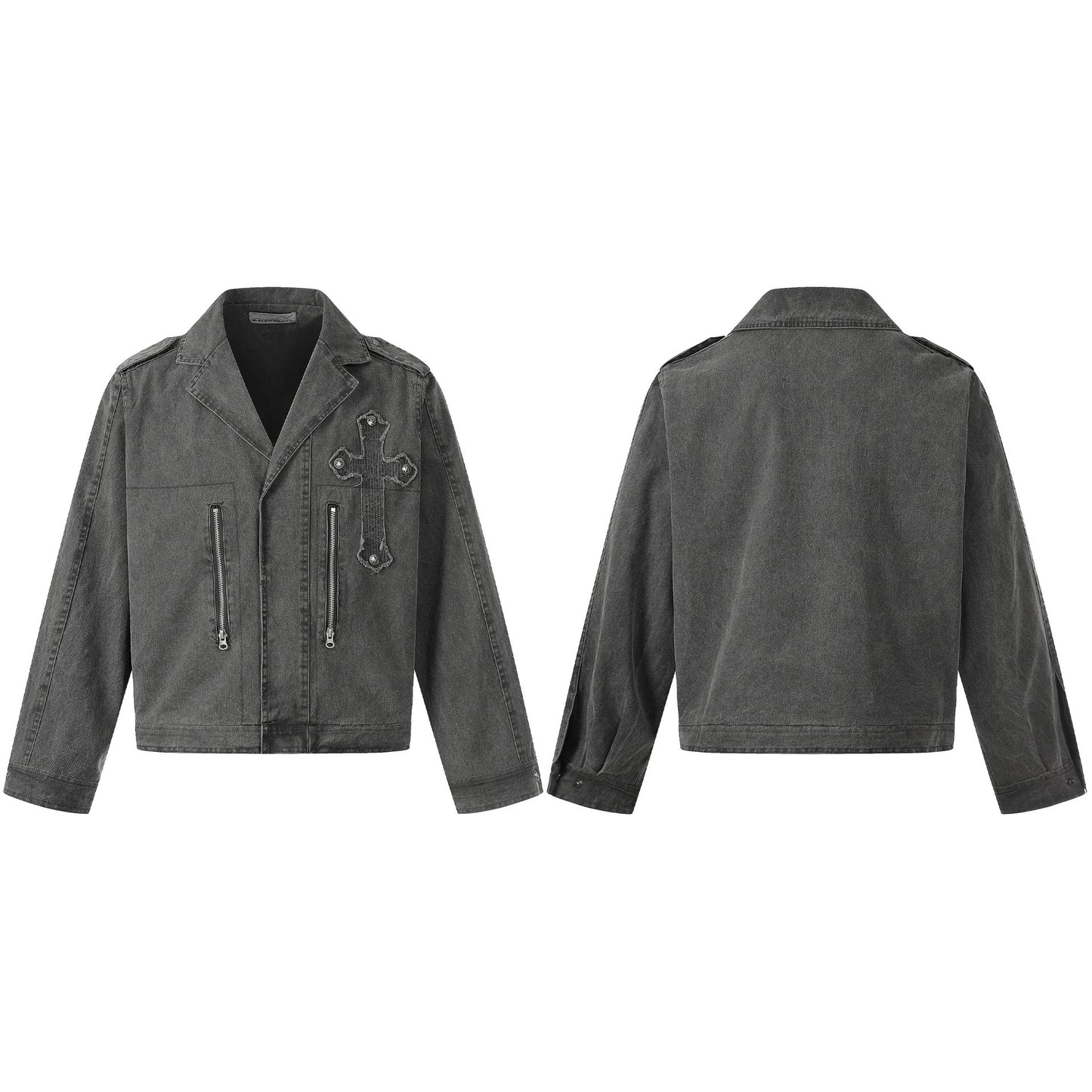 Washed Cross Patch Embroidery Jacket WN23043