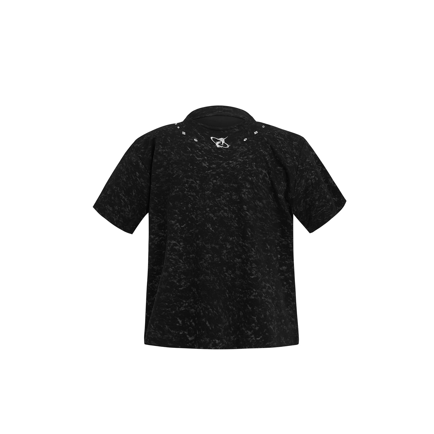 Metal Decoration Tie Dye Shoulder Pad Short Sleeve T-Shirt WN5604