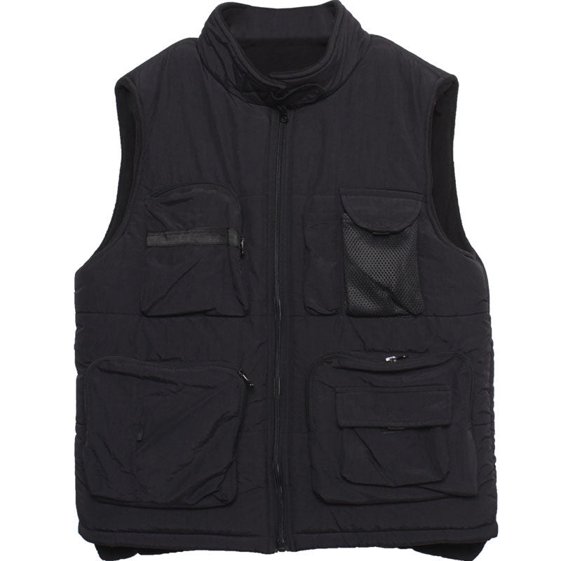 Multi-Pocket Fleece Lining Stand Neck Vest WN22522