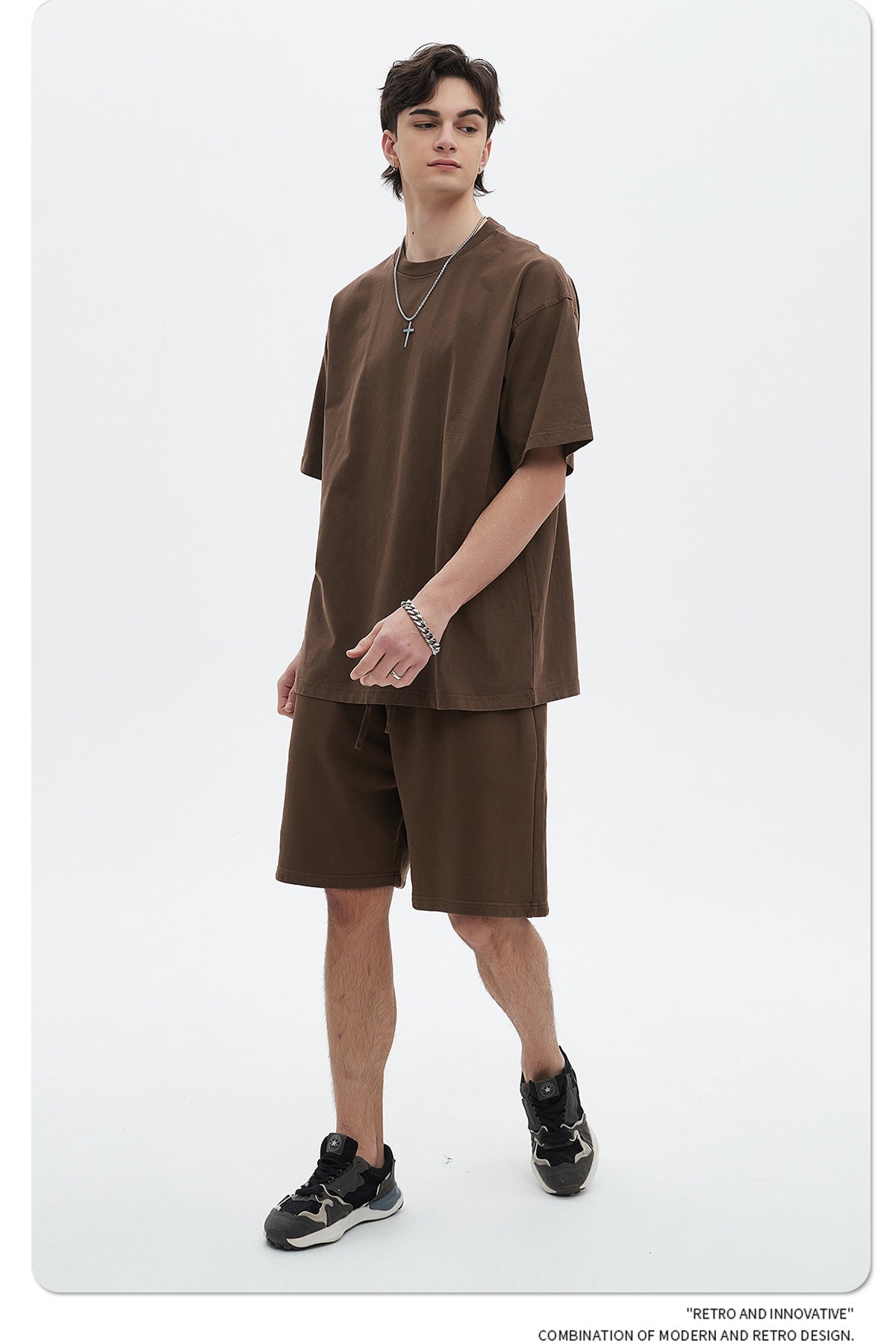 Oversize Washed Short-sleeve-T-shirt & Washed Short Sweatpants Setup WN6633