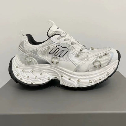 Studded Buckle Chunky Sole Dad Sneakers WN20791