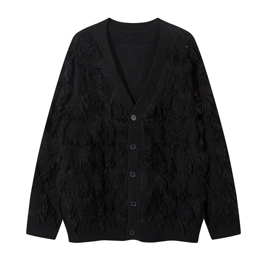 Fringe Detail Oversize Knit Cardigan WN11420