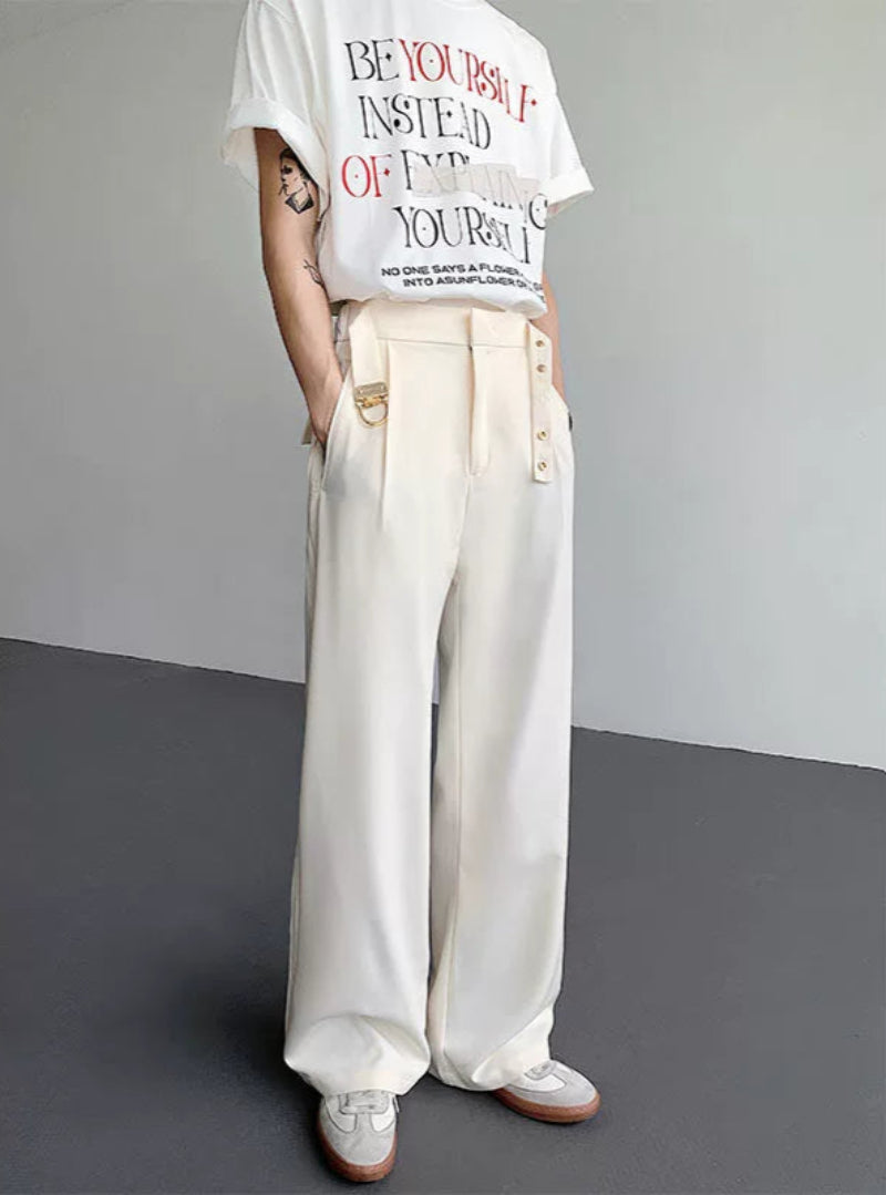 Korean Style Draped Wide Leg Trousers WN19328