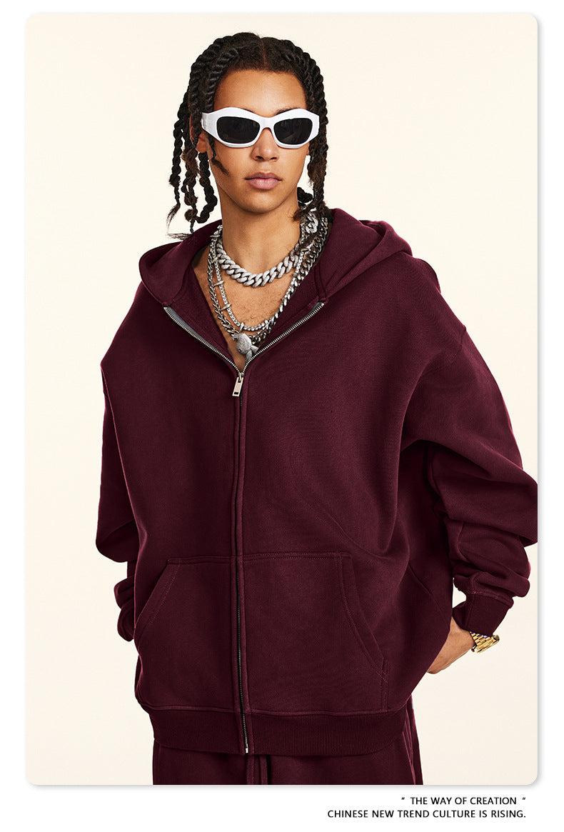 Fleece Lining Oversize Washed Zipper Hoodie WN9943