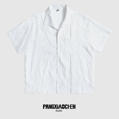 Side Slit Jacquard Short Sleeve Shirt WN20184