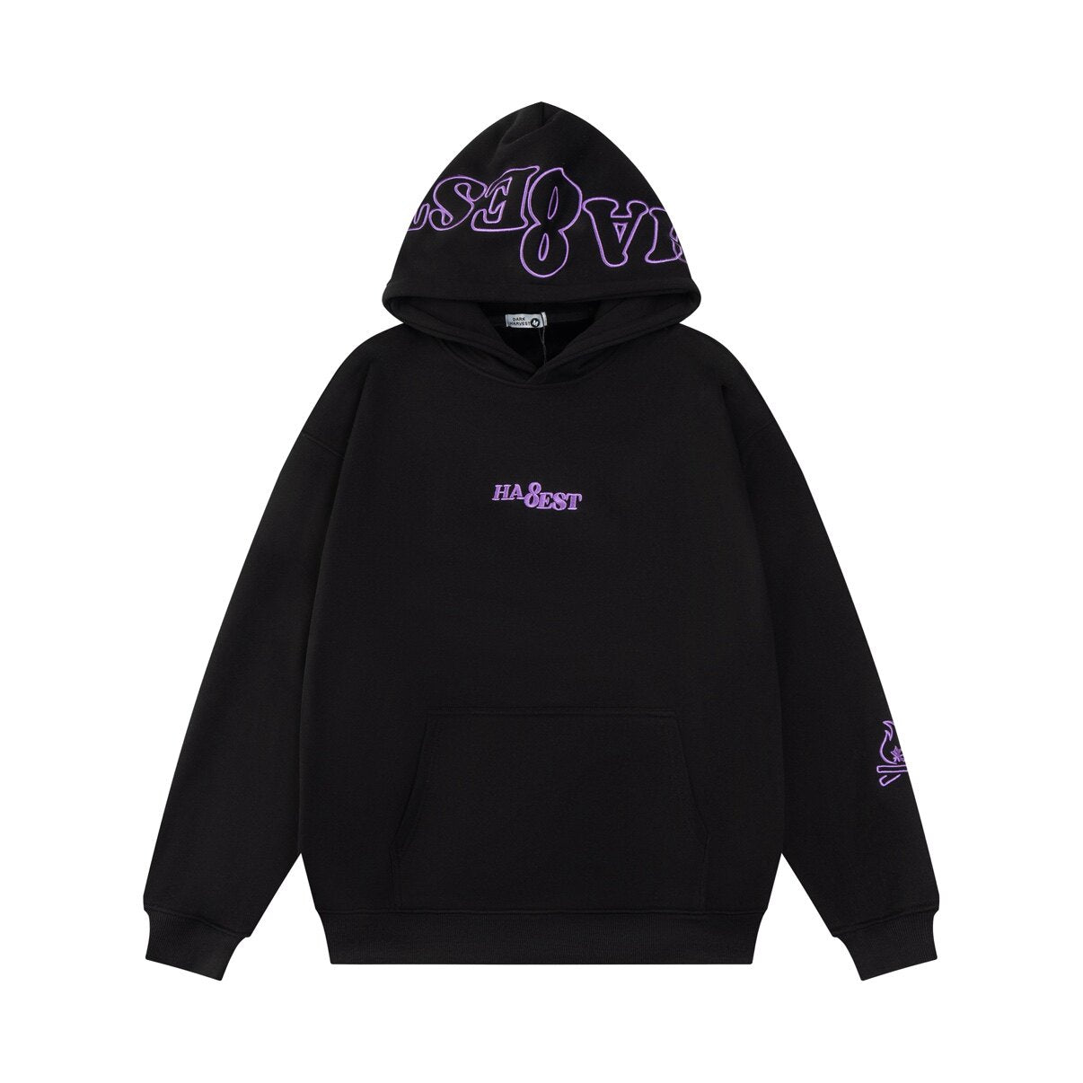Contrast Letter Embroidery Fleece Hoodie WN24466