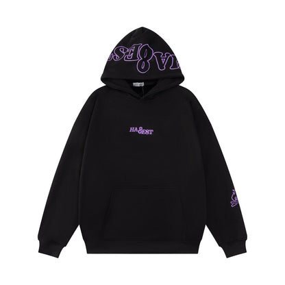 Contrast Letter Embroidery Fleece Hoodie WN24466