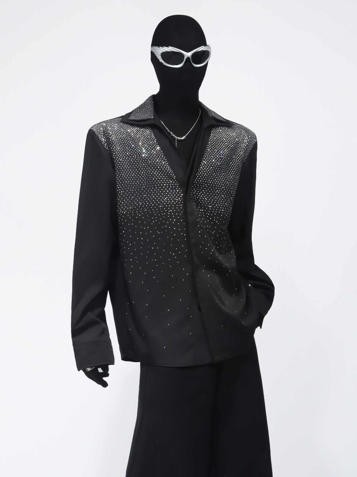 Rhinestone Decor Long Sleeve Shirt WN23708