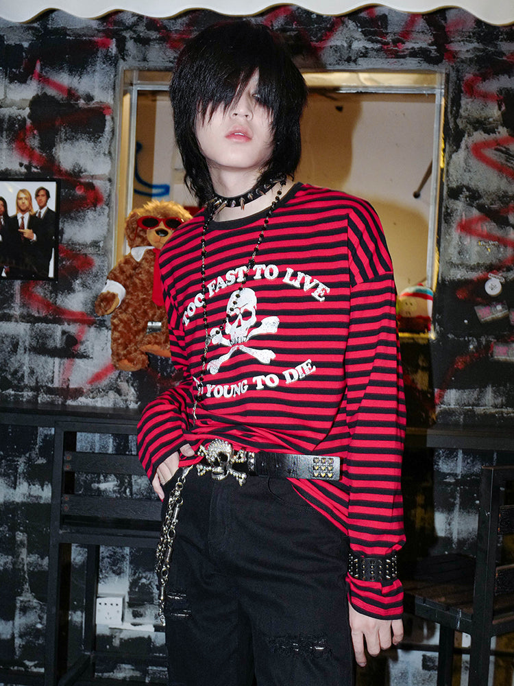 Skull Stripe Long Sleeve T-Shirt WN15897