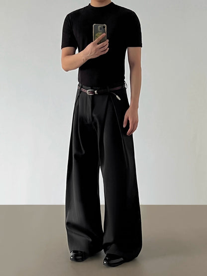 Wrinkle Curved Wide Leg Trousers WN21417