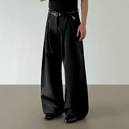 Wrinkle Curved Wide Leg Trousers WN21417