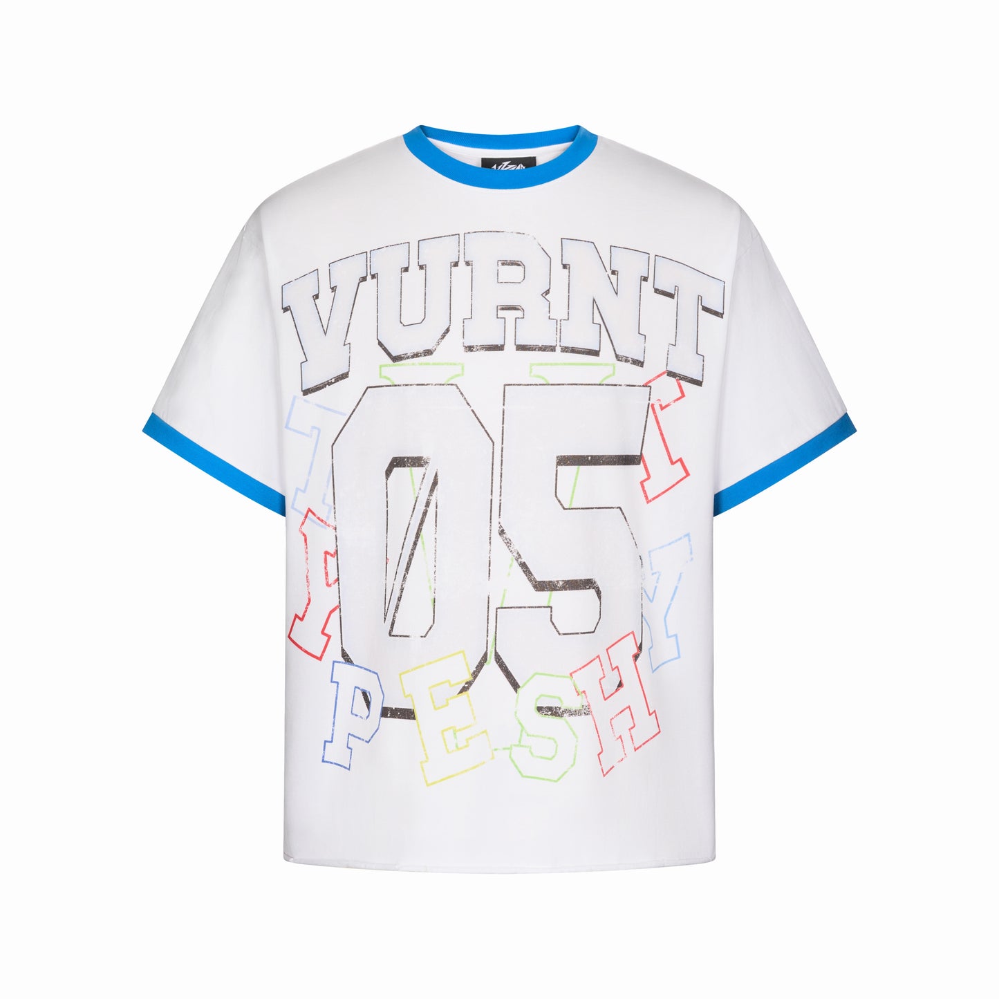 Contrast Collar Art Print Short Sleeve T-Shirt WN20997