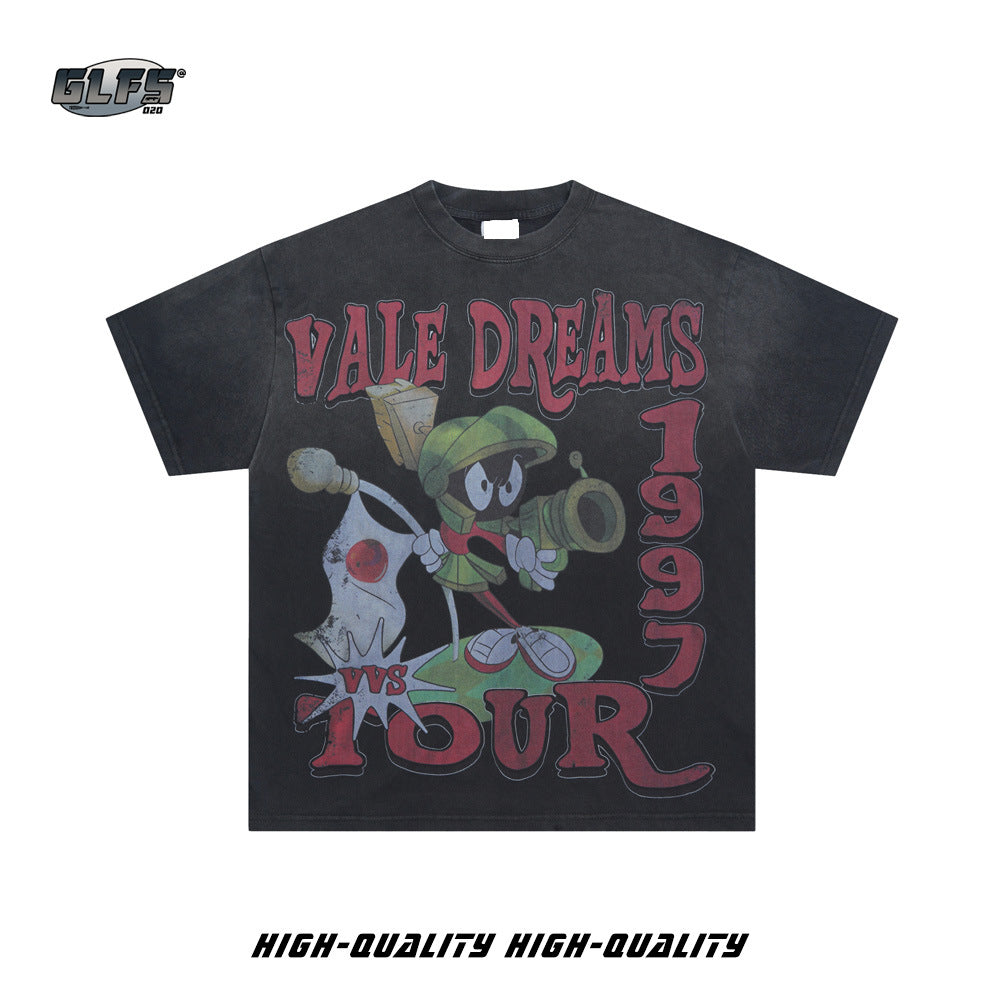 Graffiti Cartoon Letter Print Short Sleeve T-Shirt WN26452