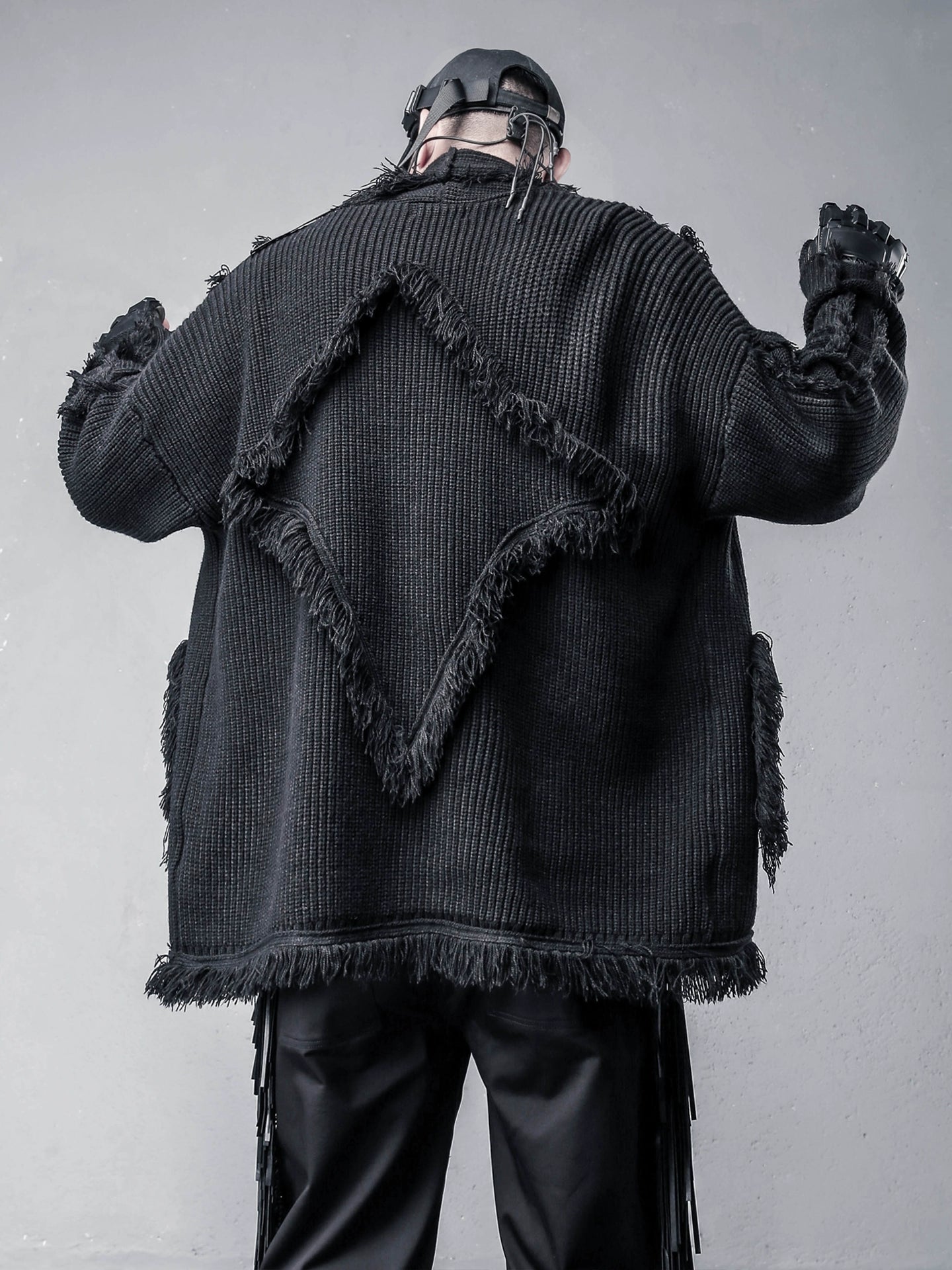 Irregular Fringe Oversize Knit Cardigan WN22363