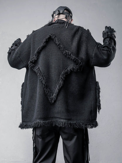 Irregular Fringe Oversize Knit Cardigan WN22363