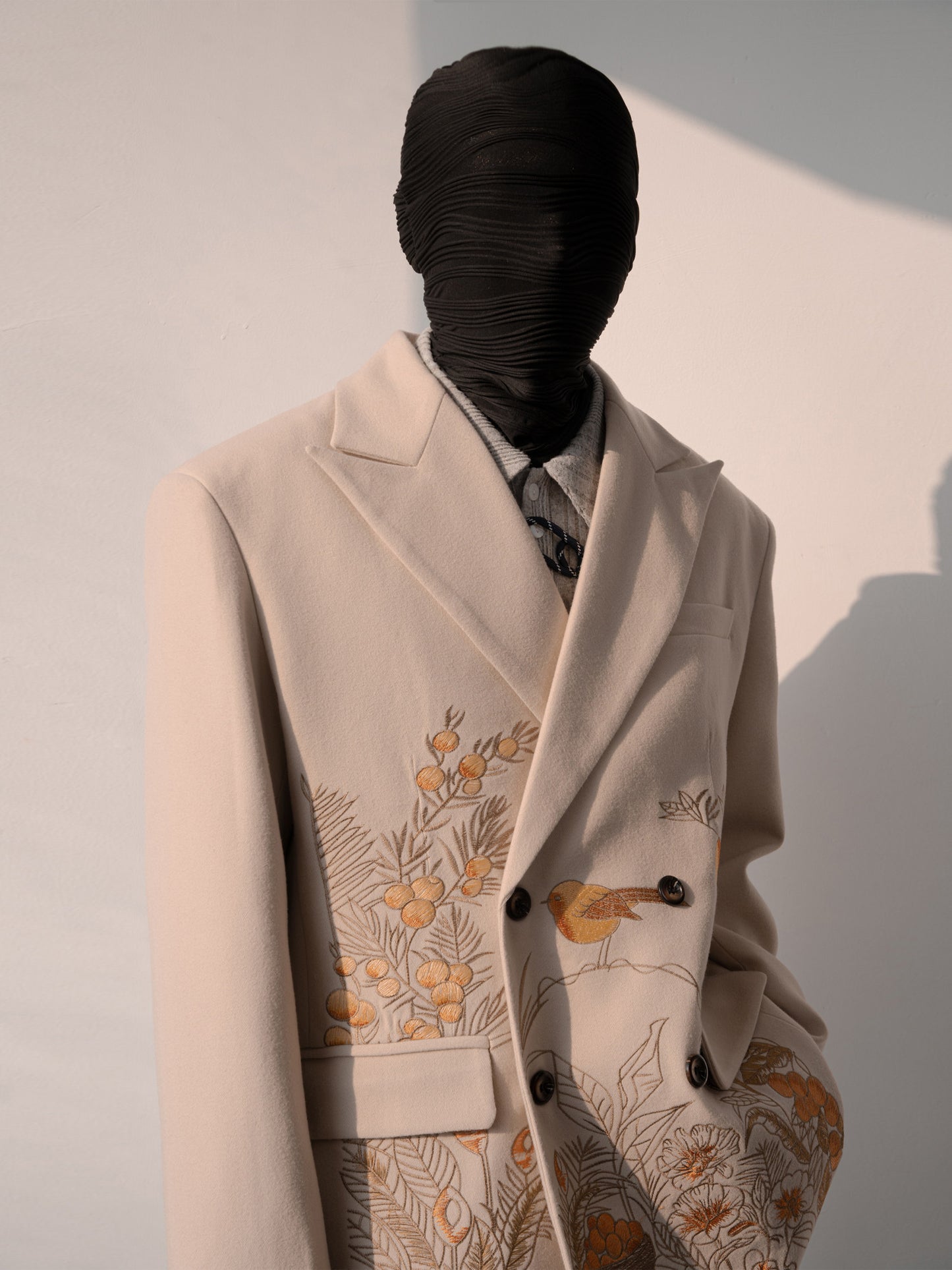 Embroidery Double-Breasted Tailored Jacket & Wide Leg Trousers Setup WN23647