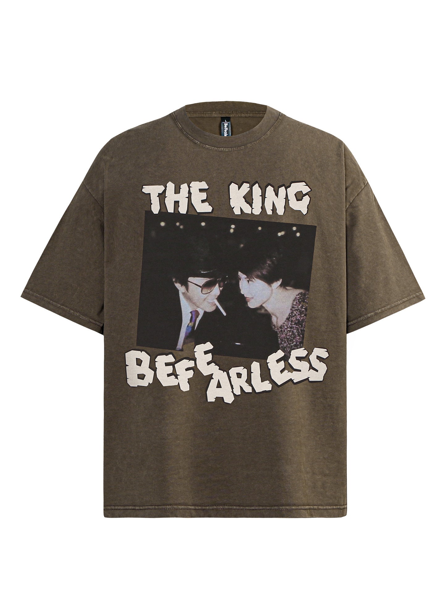 Washed Movie Parody Print Oversize Short Sleeve T-Shirt WN26399