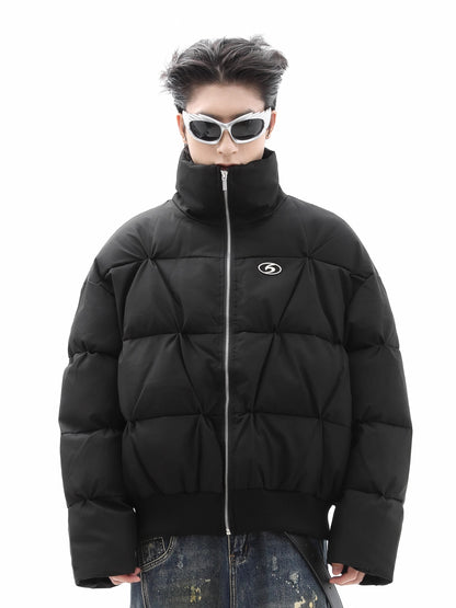 Short Stand-Collar Ruched Puffer Jacket WN10434