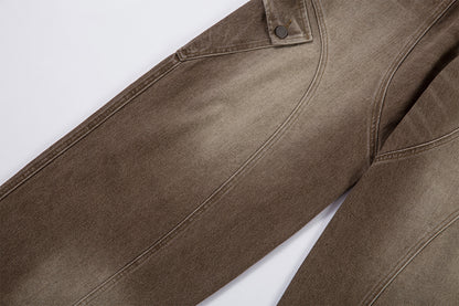 Washed Cargo Wide Leg Denim Jeans WN25392