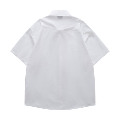 Cat Embroidery Oversize Short Sleeve Shirt WN26845