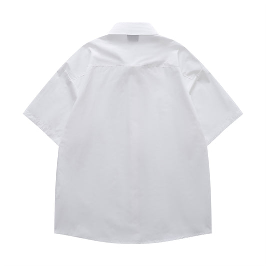 Cat Embroidery Oversize Short Sleeve Shirt WN26845