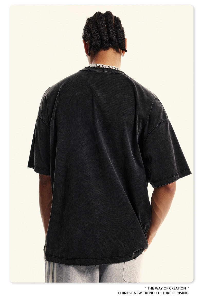 Washed Oversize Short-sleeve T-shirt WN6455