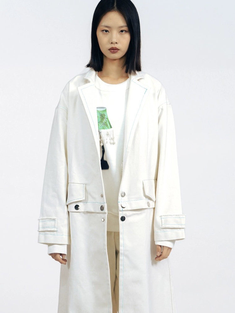 Detachable Two-Way Oversize Canvas Coat WN19013