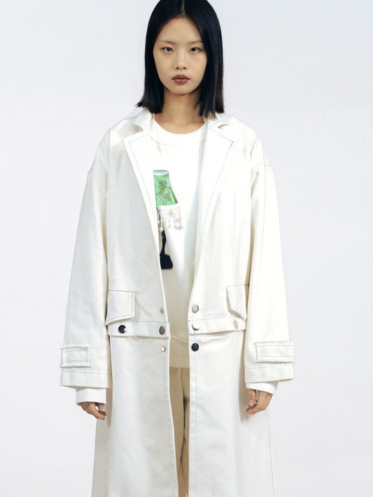Detachable Two-Way Oversize Canvas Coat WN19013