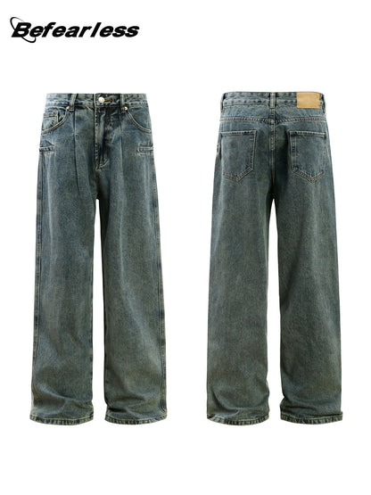 Washed Panel Wide Leg Denim Jeans WN26248