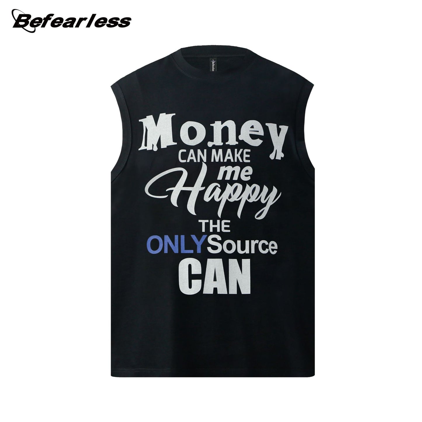 Letter Print Oversize Sleeveless T-Shirt WN26340