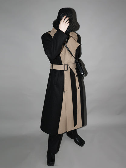 Bicolor Double-Breasted Trench Coat WN11849