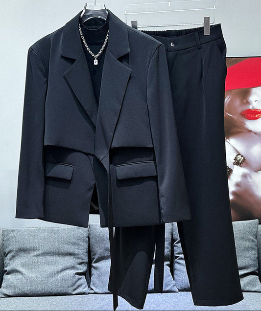 Fake Layered Tailored Jacket & Trousers Setup WN23867