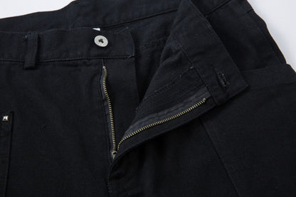 Studs Accent Design Wide Leg Denim Jeans WN18571