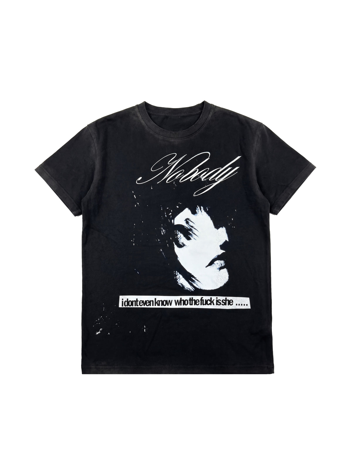 Washed Portrait Letter Print Short Sleeve T-Shirt WN27209