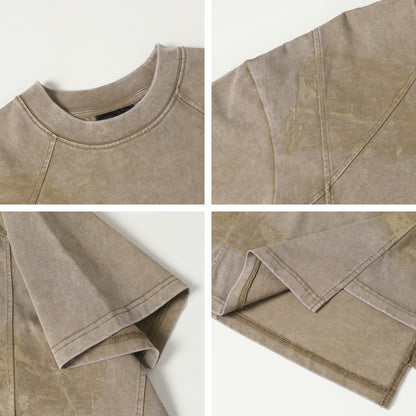 Washed Asymmetrical Panel Short Sleeve T-Shirt WN26953