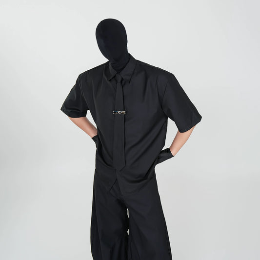 Oversize Draped Wrinkle-Resistant Short Sleeve Shirt WN17324