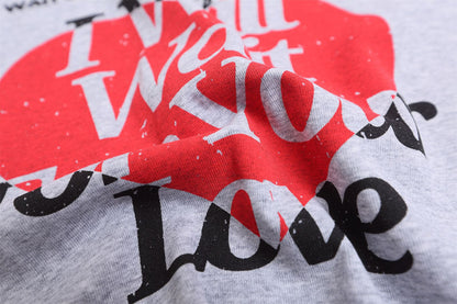 Patchwork Heart Letter Print Short Sleeve T-Shirt WN26908